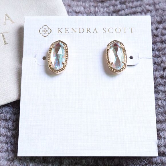 New. Kendra Scott Ellie Gold Dichroic Glass Stud Earrings - Picture 1 of 2